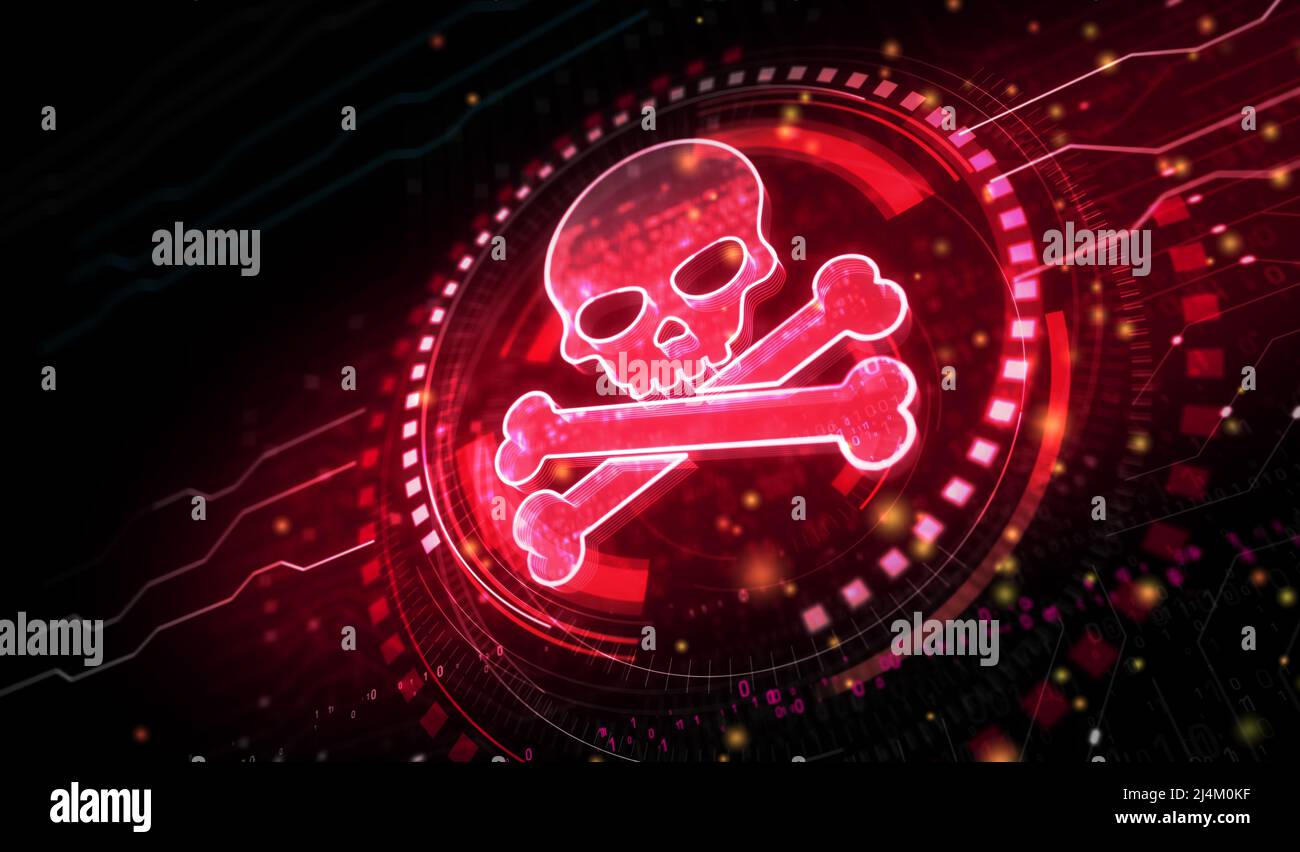 Skull pirate, online cyberattack, hack, threat and breach security ...