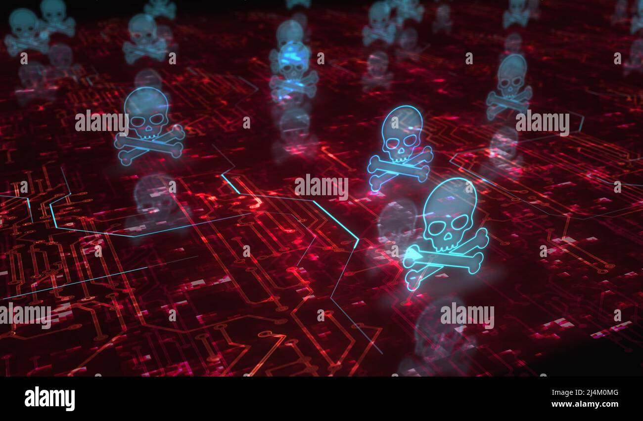Skull pirate, online cyberattack, hack, threat and breach security ...