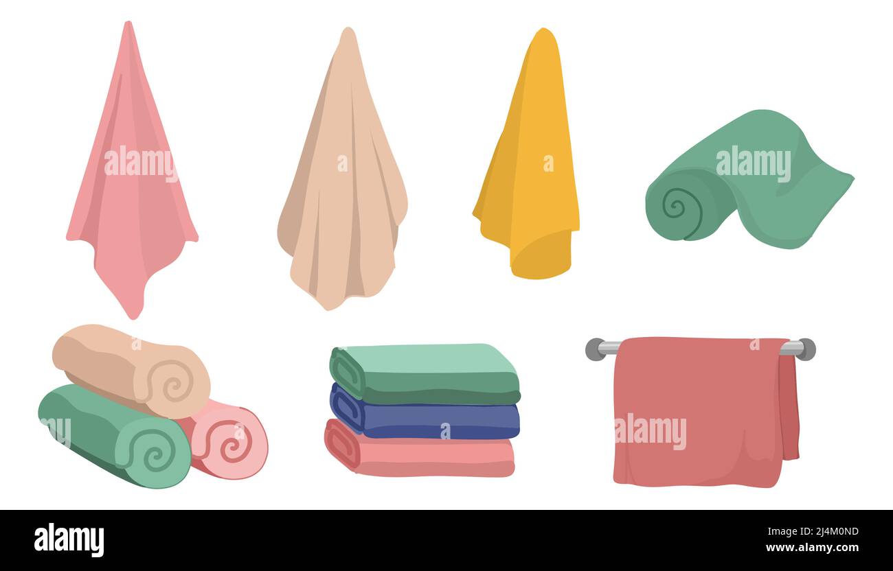 Cloth bath towel. Cartoon washcloth. Vector fabric shower illustration