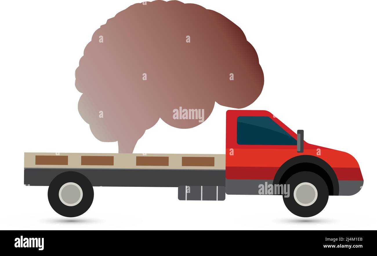 Lorry carrying a human brain, vector on white background Stock Vector