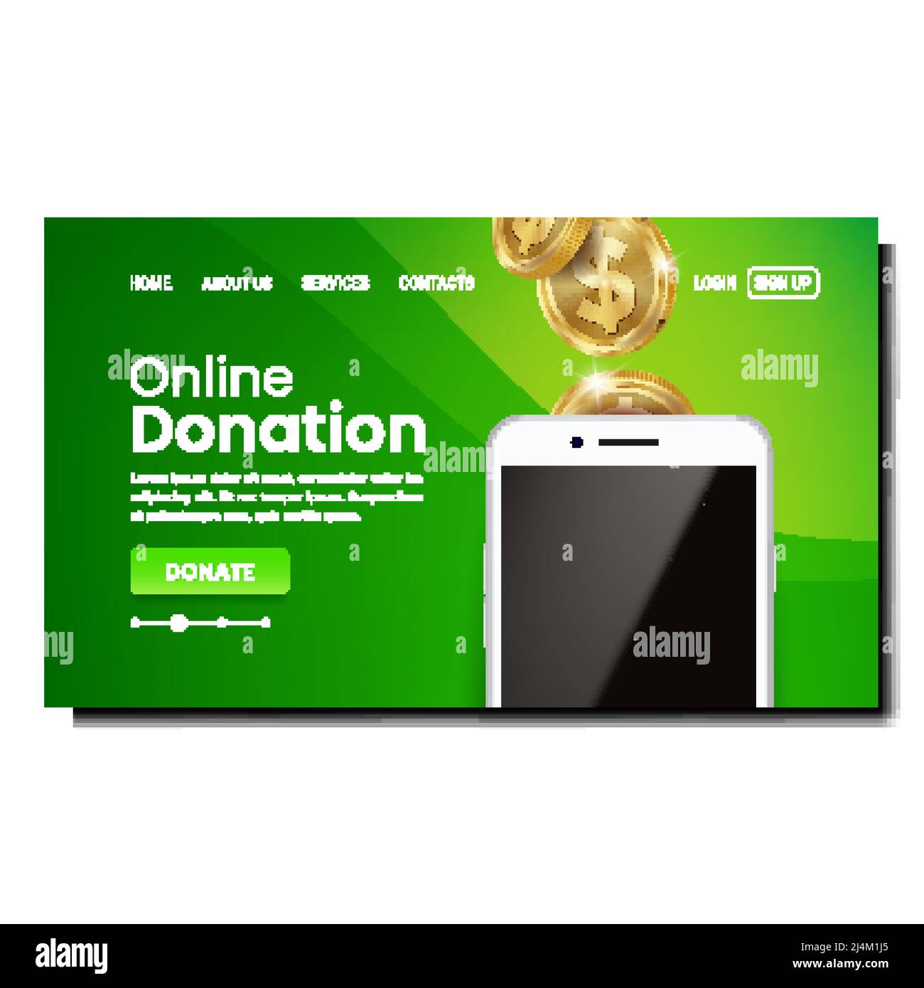 Online Donation Mobile Phone Application Vector Stock Vector