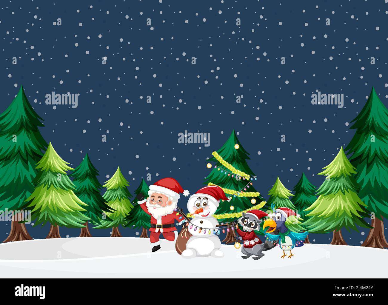 Christmas theme with Santa and snowman illustration Stock Vector Image ...