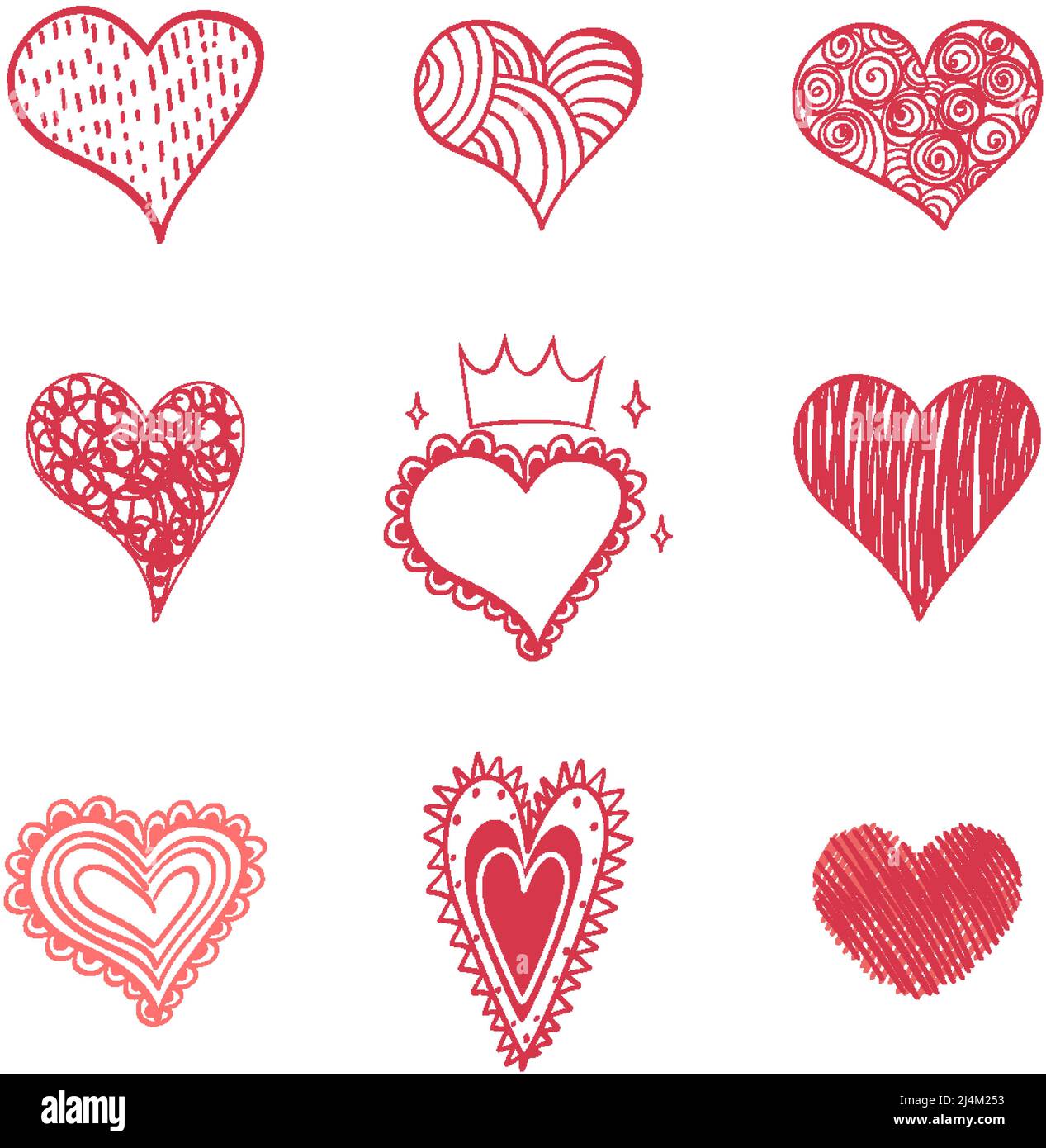 Red hand drawn hearts set illustration Stock Vector Image & Art - Alamy
