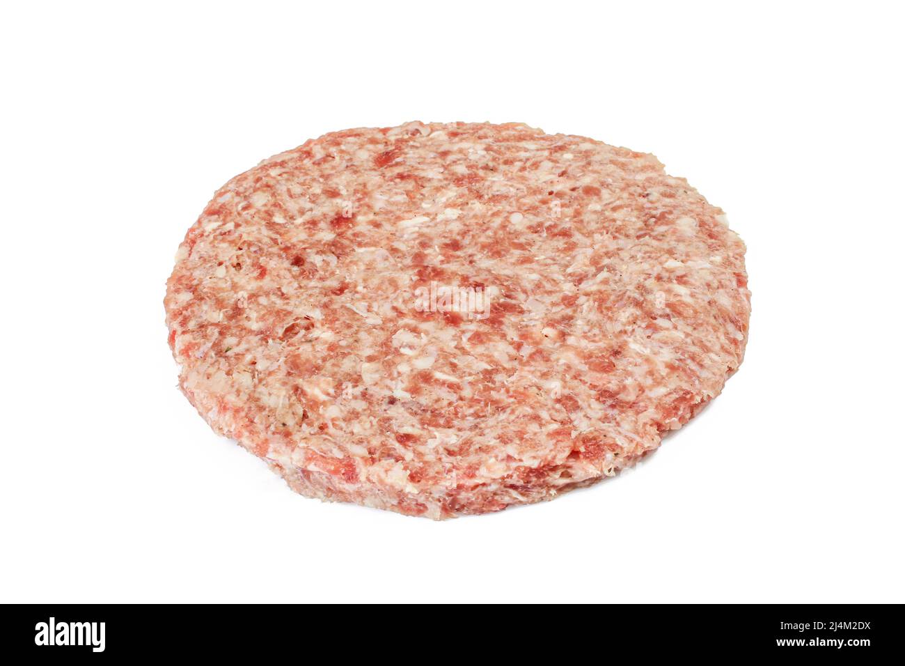 Beef meat patty for burger isolated on white backgroundba Stock Photo