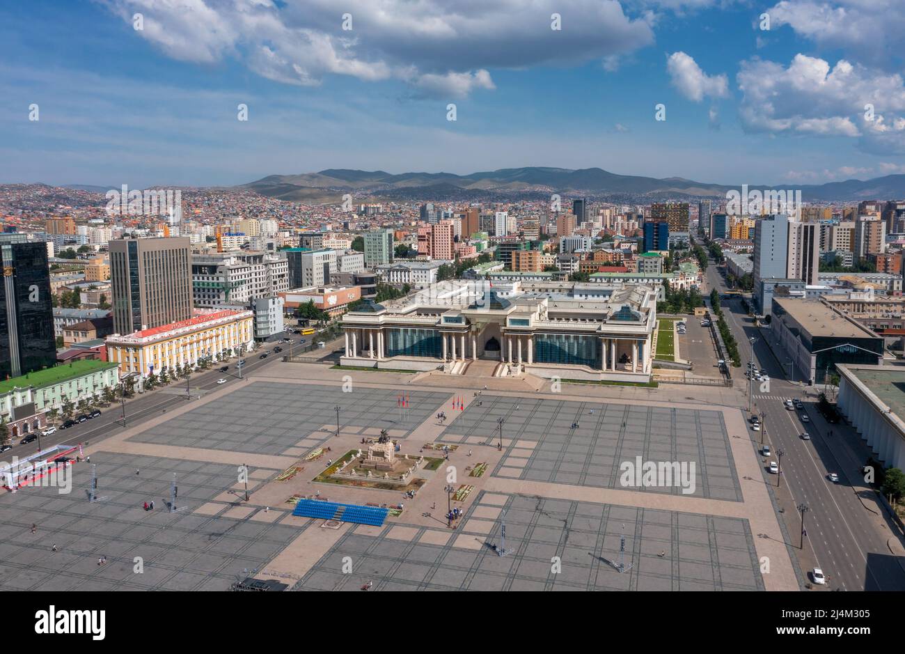Aerial view of Sukhbaatar Square in Ulaanbaatar Stock Photo