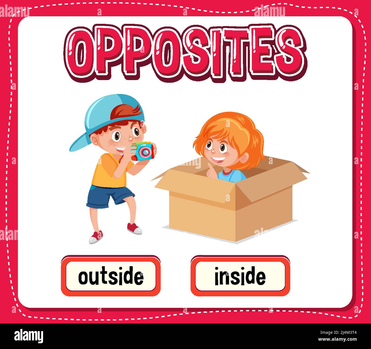Opposite words for outside and inside illustration Stock Vector Image