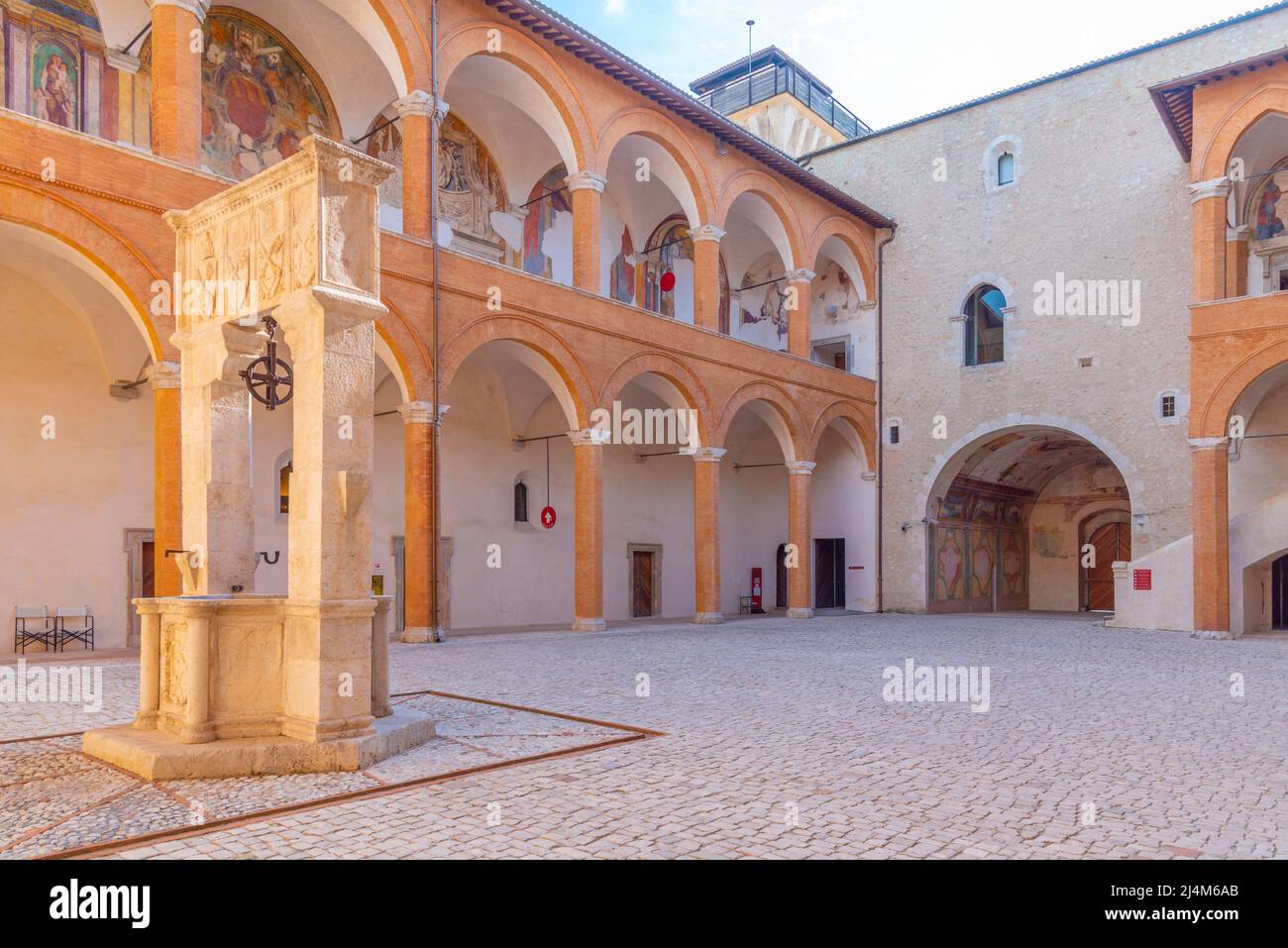 Spoleto, Italy, October 3, 2021: Courtyard of honours at the Spoleto castle in Italy. Stock Photo