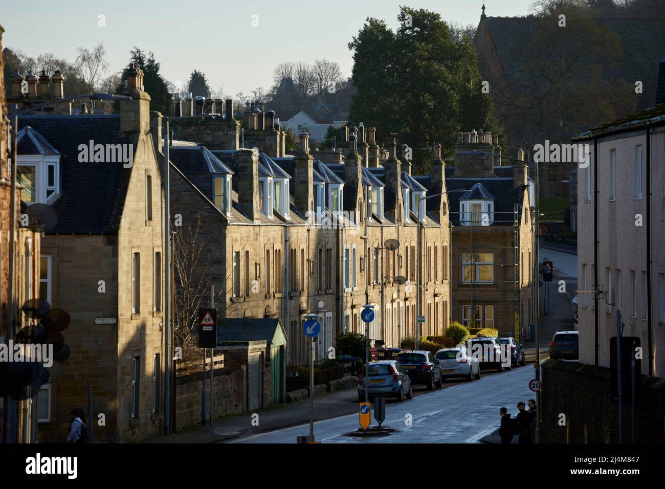 Galashiels street view and hills, Scottish Borders Stock Photo - Alamy