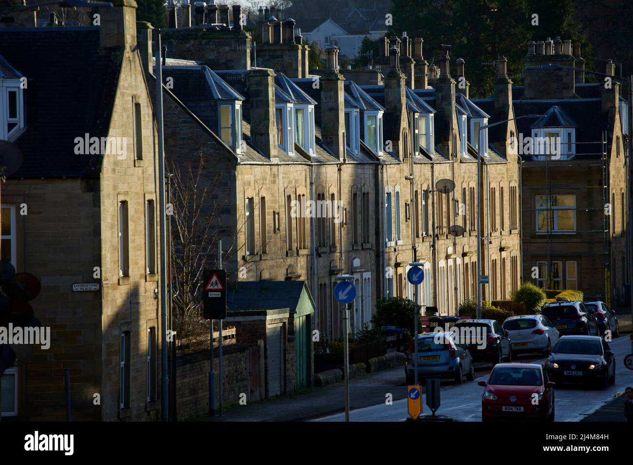 Galashiels street view and hills, Scottish Borders Stock Photo Alamy