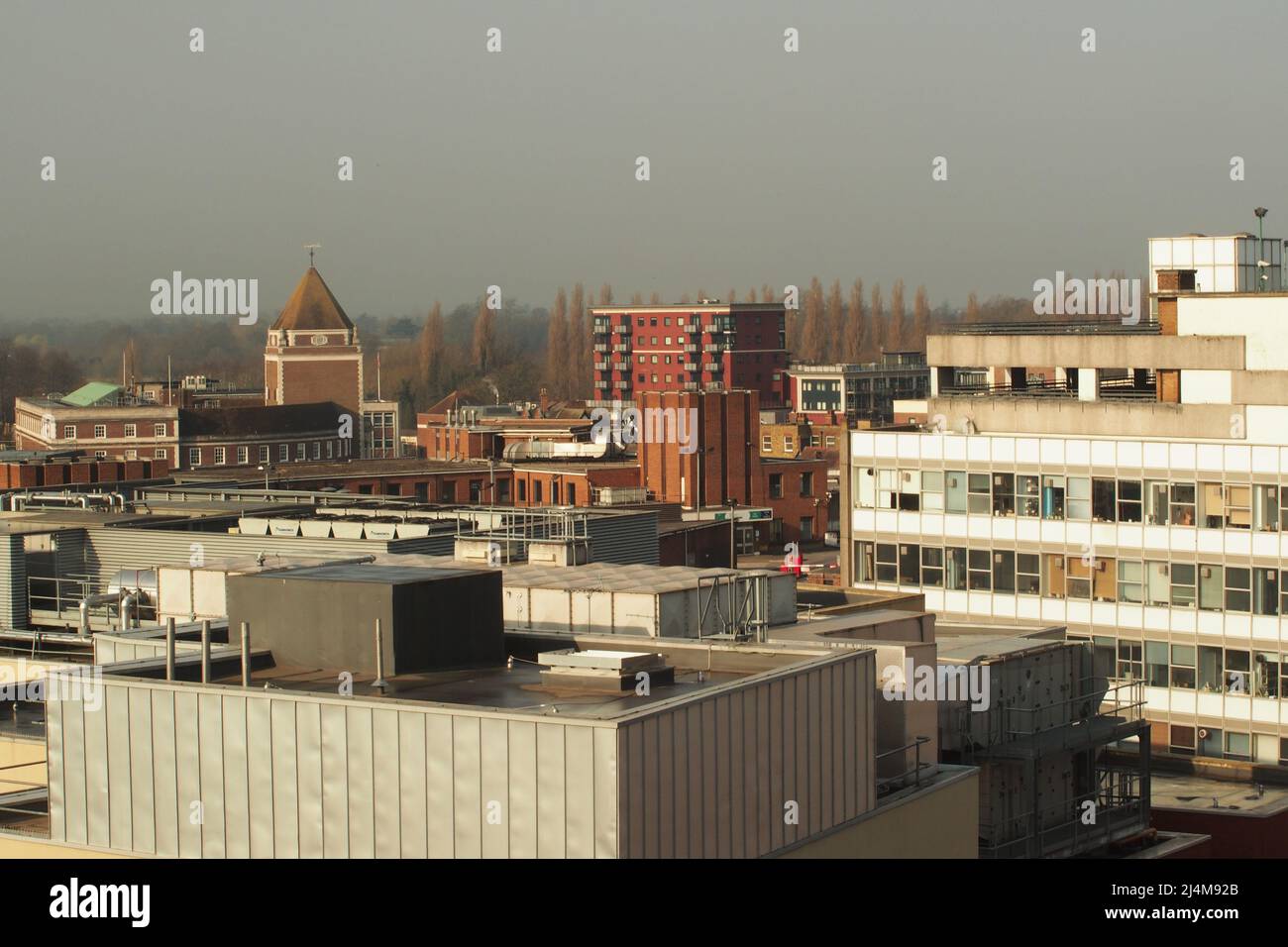 A view across Kingston upon Thames skyline from a seventh floor window