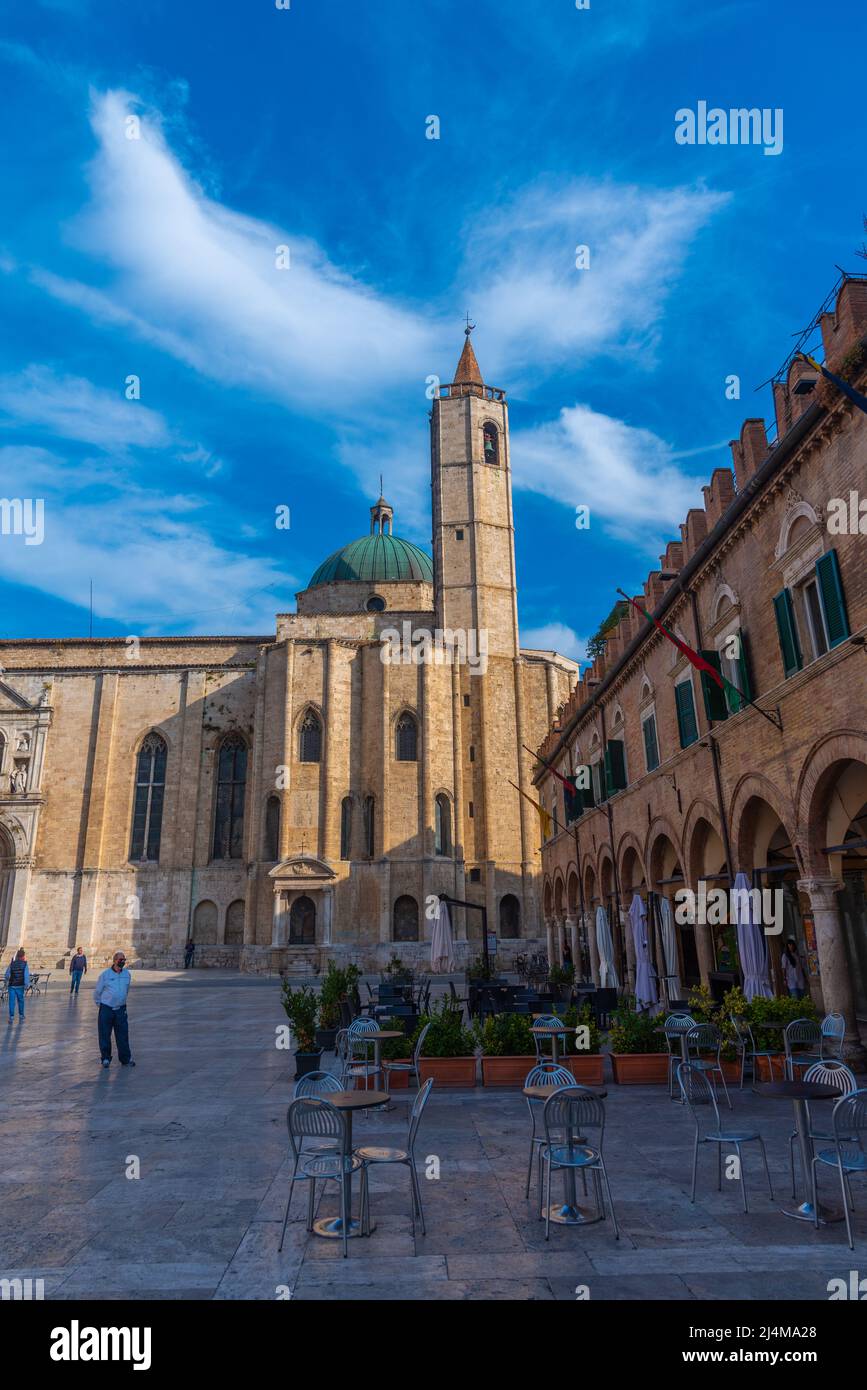Ascoli Piceno, Italy, September 29, 2021: Church of Saint Francis in Italian town Ascoli Piceno. Stock Photo