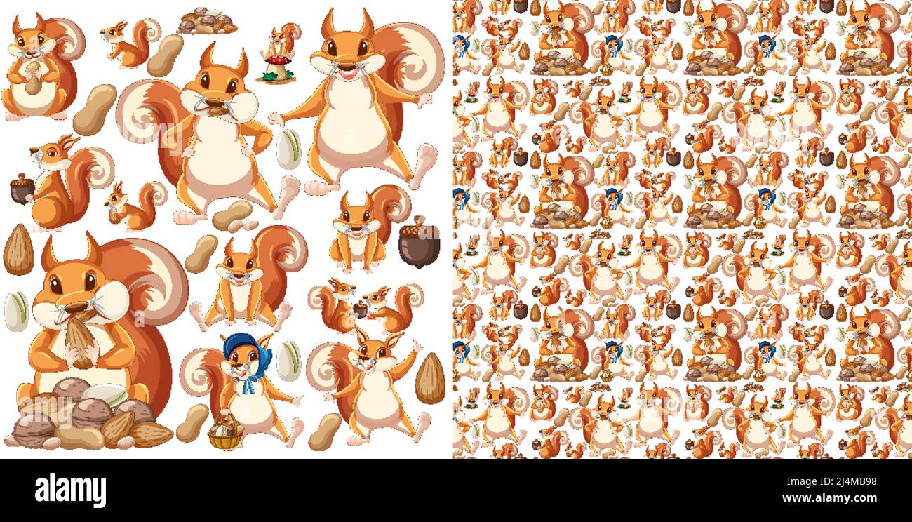 Cute animals cartoon seamless background illustration Stock Vector ...