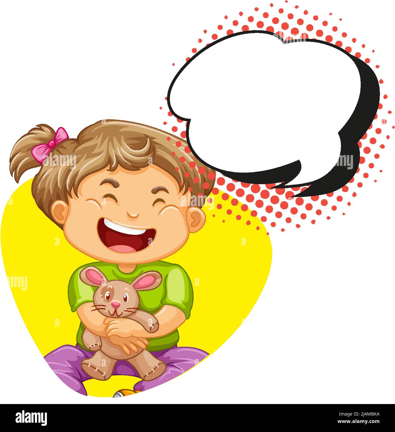 Speech bubble template with girl smiling illustration Stock Vector ...