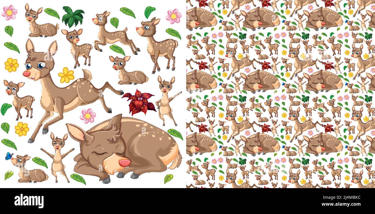 Cute animals cartoon seamless background illustration Stock Vector ...