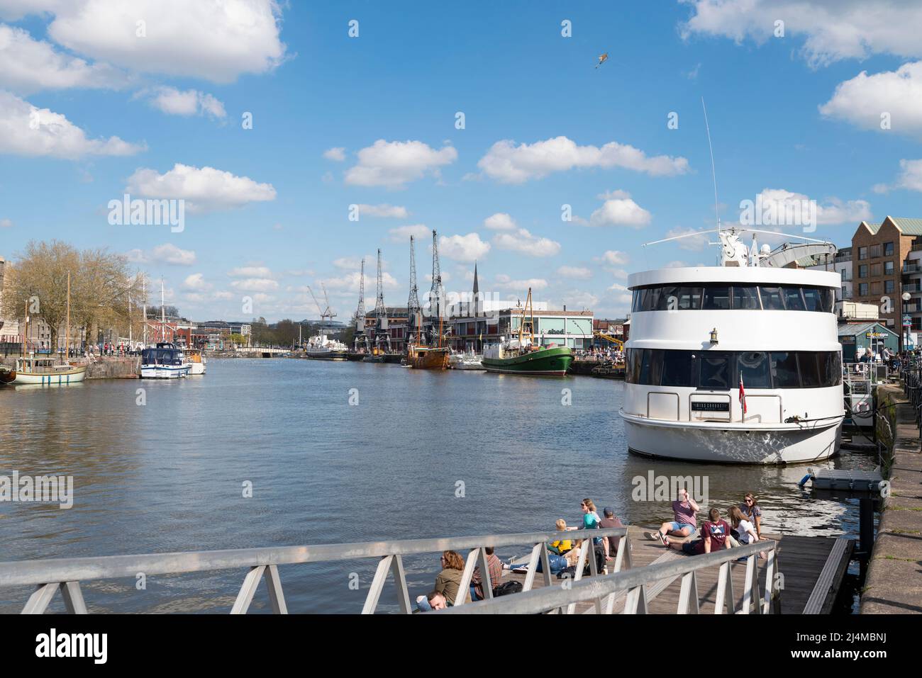 The Miss Conduct yacht moored in the Floating Harbour, Bristol with the mShed in the background. Stock Photo