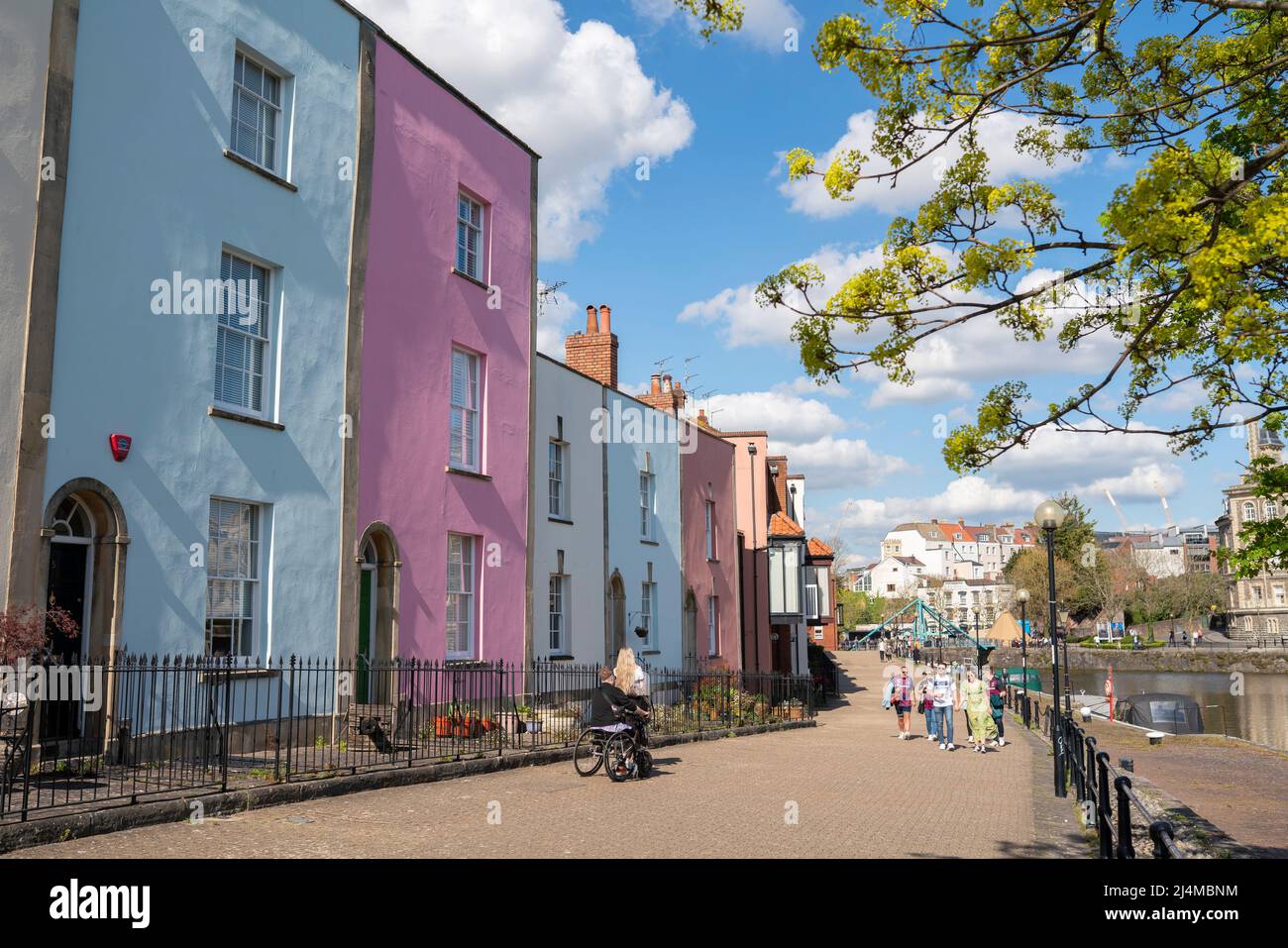 Row of colourful terraced houses in Bristol, England. Stock Photo