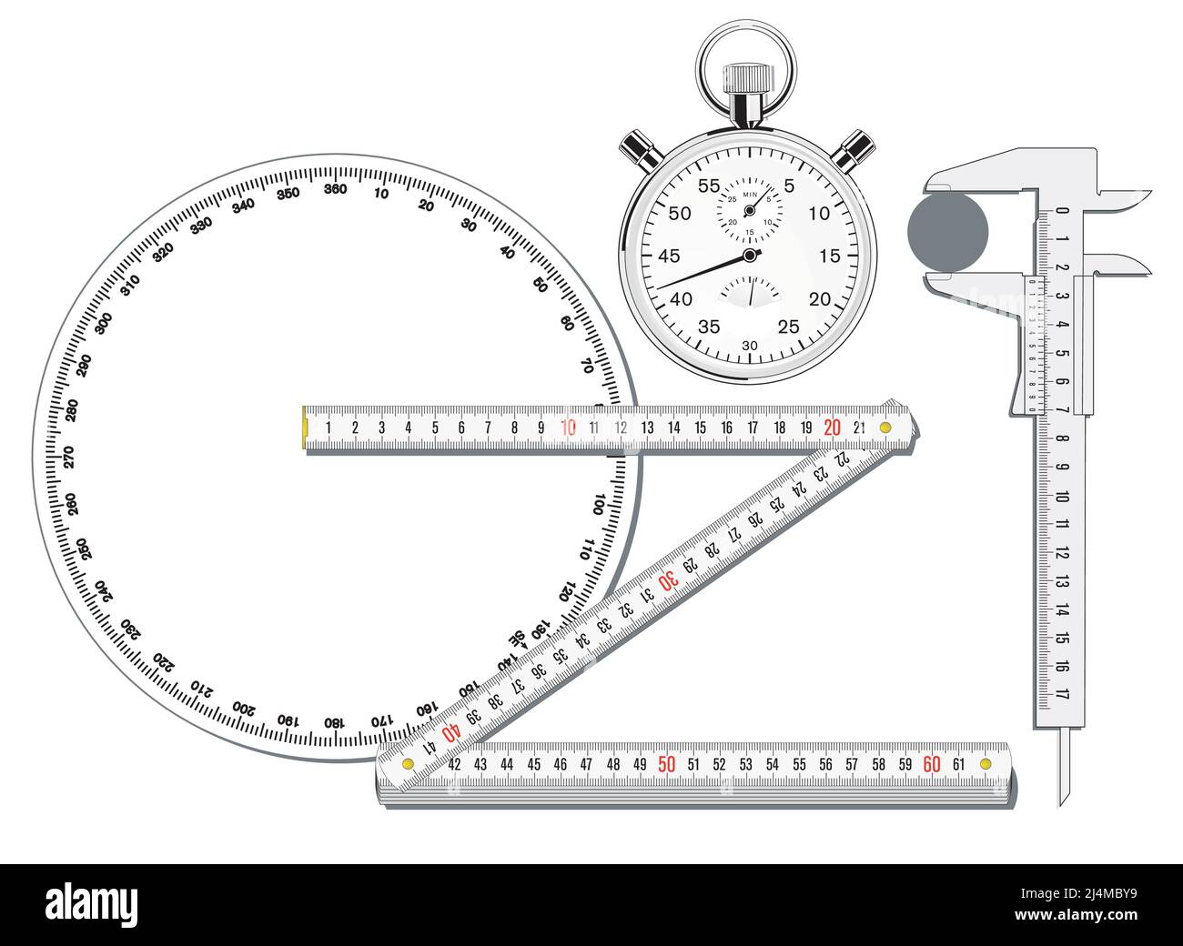 measuring instruments. isolated on white illustration Stock Vector