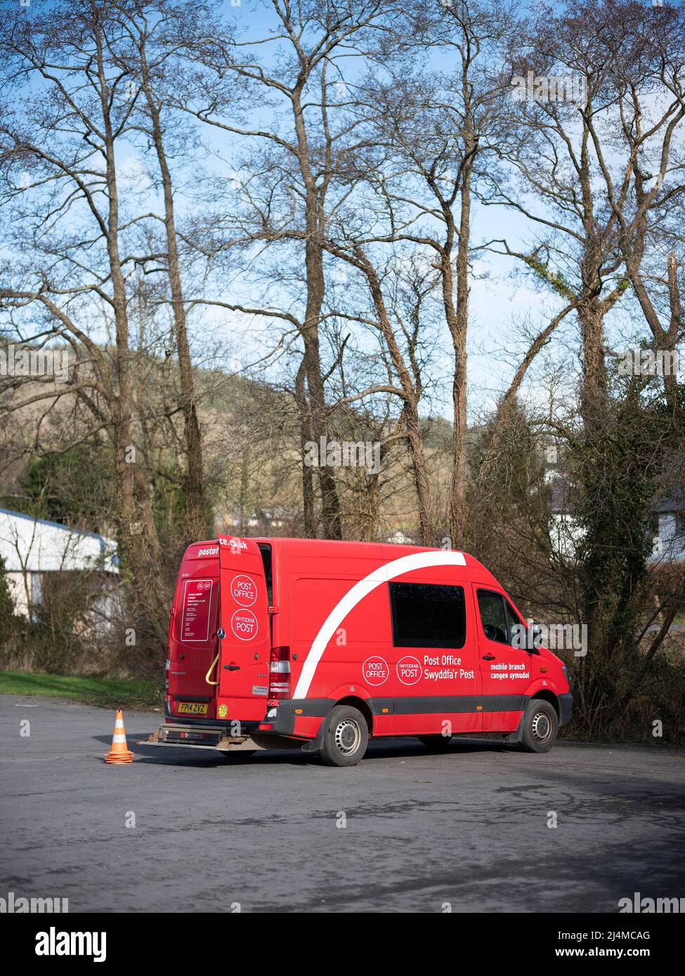 Rural Post Office van in Bronwydd, Carmarthenshire, Wales Stock Photo