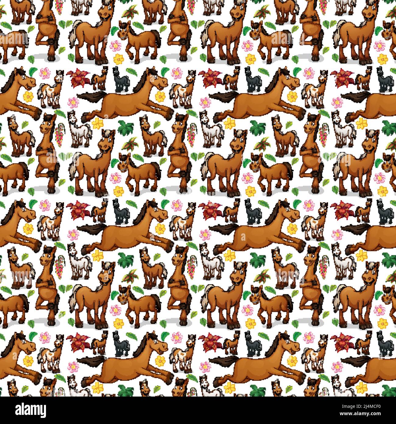 Cute animals cartoon seamless background illustration Stock Vector ...