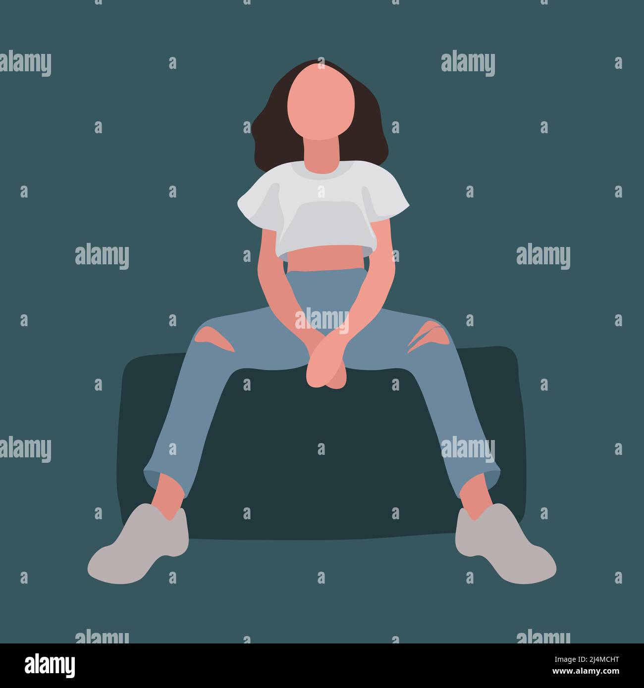 Sitting woman clip art Stock Vector