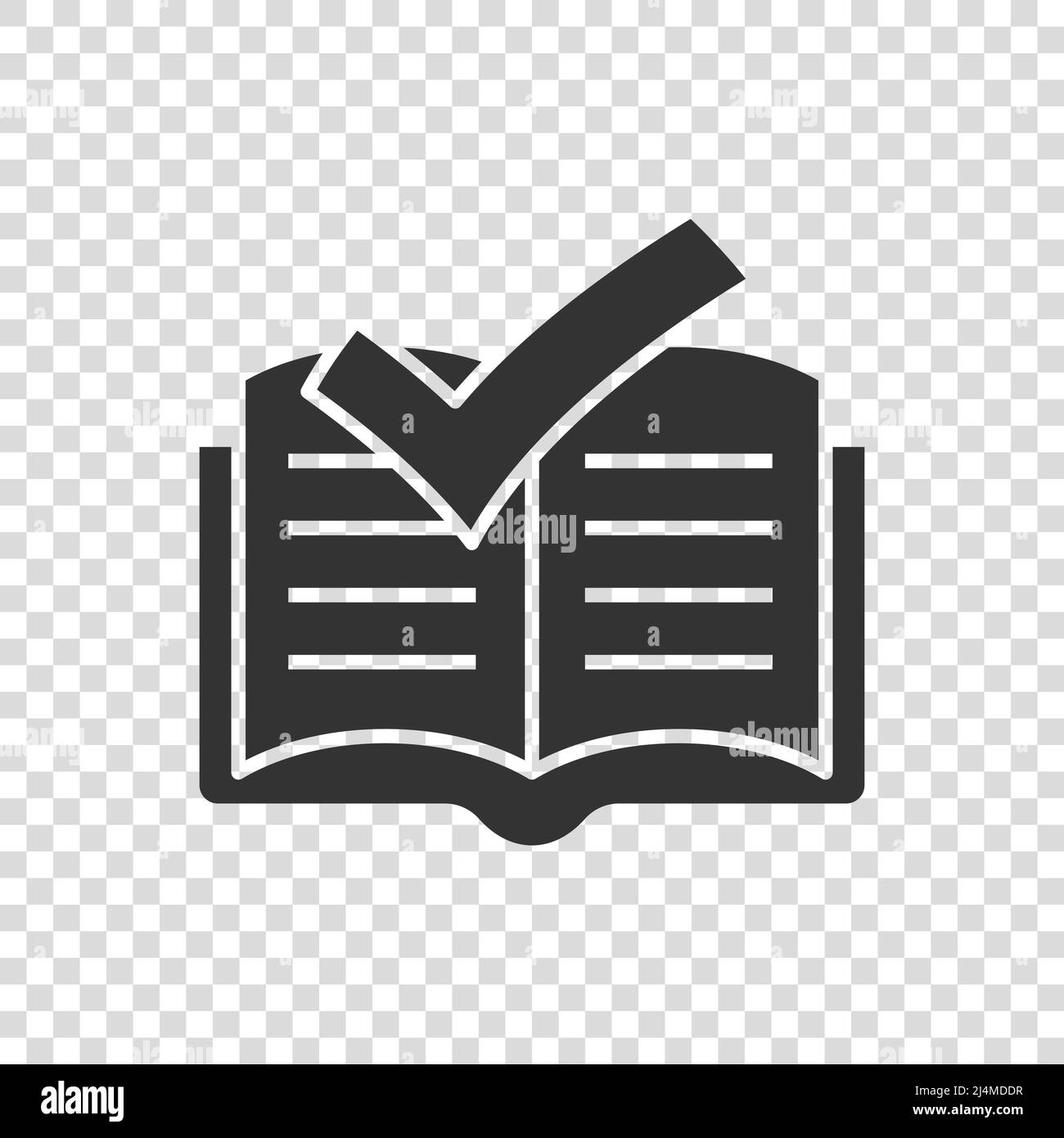 Book check mark icon in flat style. Bookmark approval vector ...