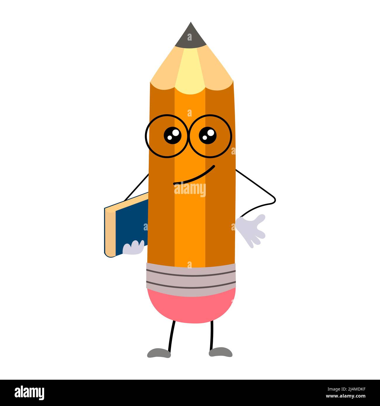 https://c8.alamy.com/comp/2J4MDKF/a-happy-cartoon-pencil-stands-with-a-book-and-glasses-the-humanized-funny-pencil-is-smiling-vector-illustration-isolated-on-a-white-background-2J4MDKF.jpg