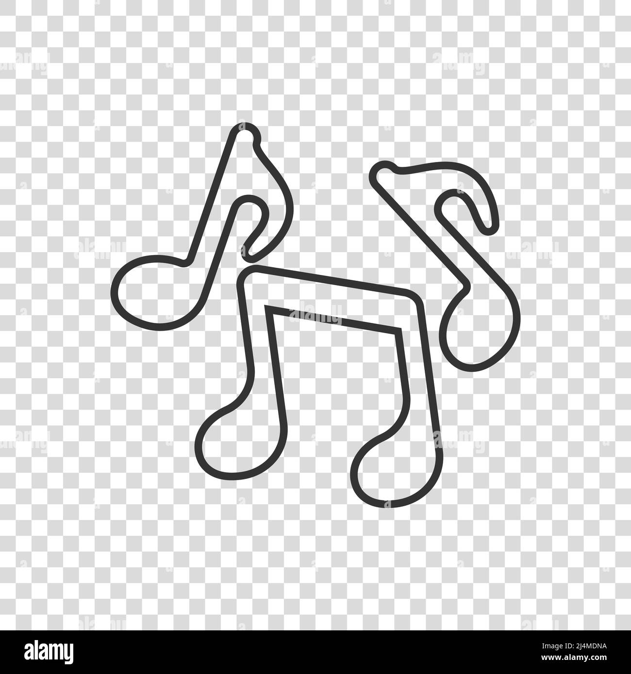 Music note icon in flat style. Song vector illustration on white isolated background. Musician sign business concept. Stock Vector