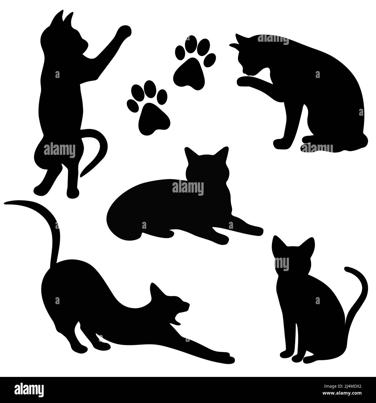 Cats silhouettes set vector illustration Stock Vector