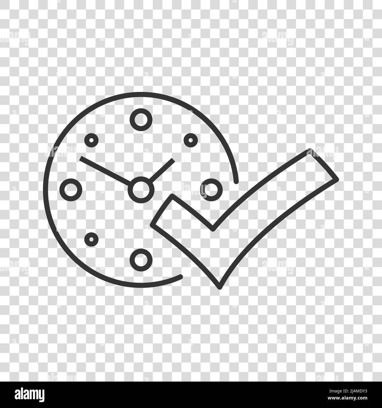 Clock check mark icon in flat style. Timer approval vector illustration ...