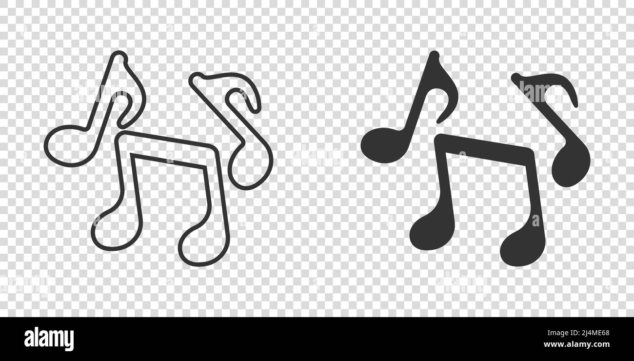 Music note icon in flat style. Song vector illustration on white ...