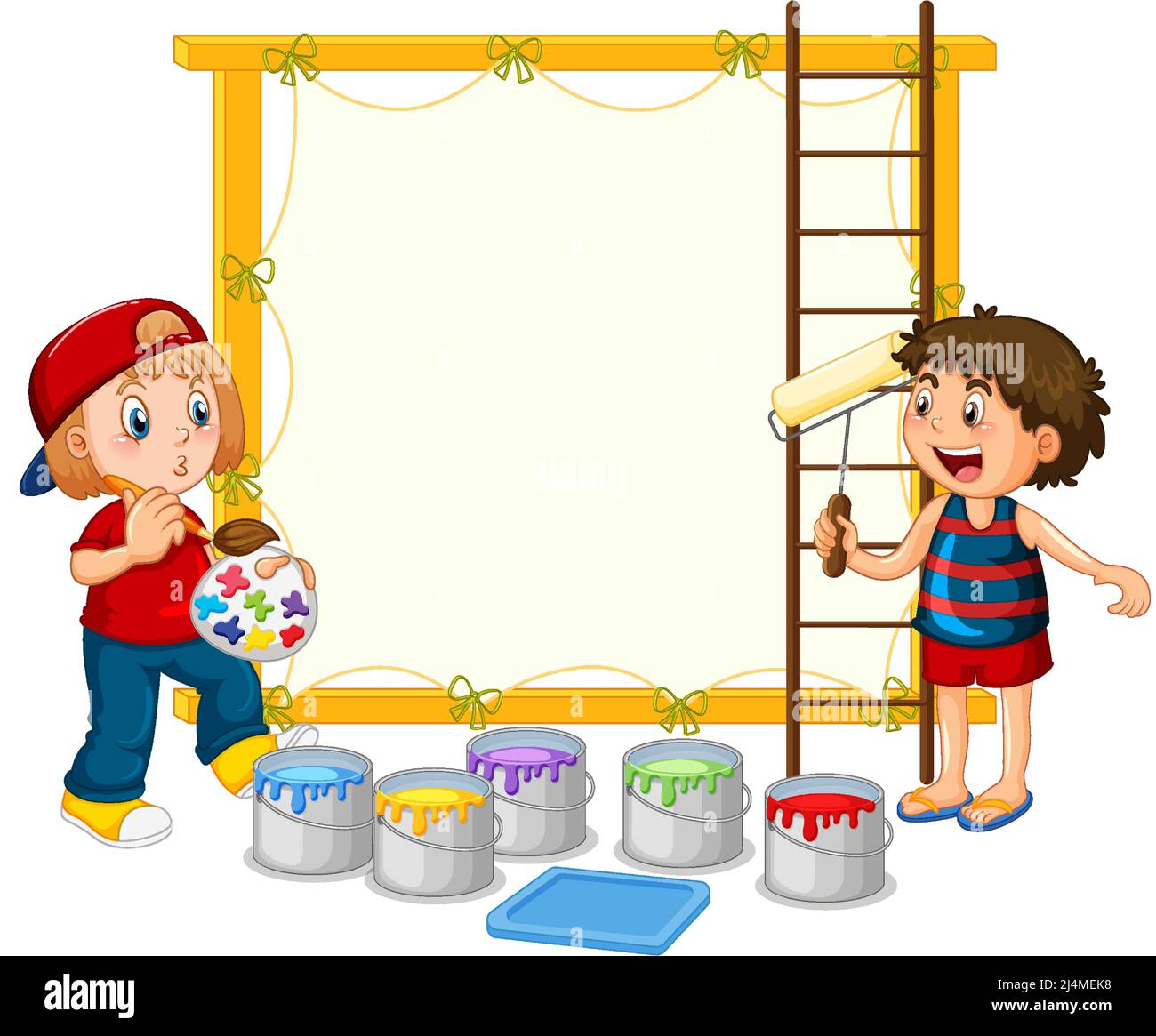 Board template with kids painting illustration Stock Vector Image & Art