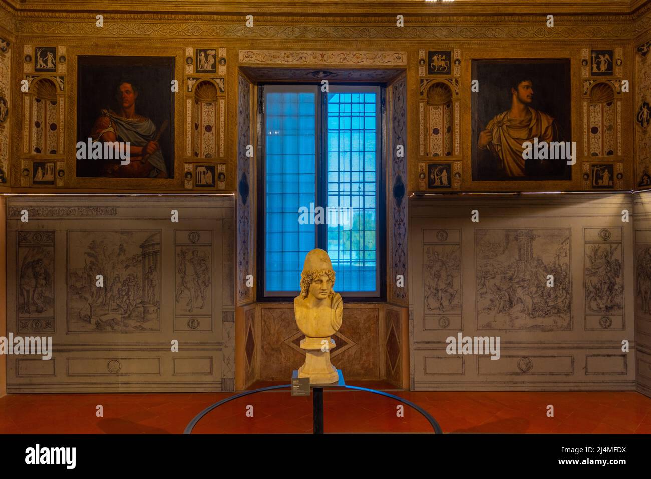 Mantua, Italy, September 23, 2021 Hall inside of the Palazzo Ducale in