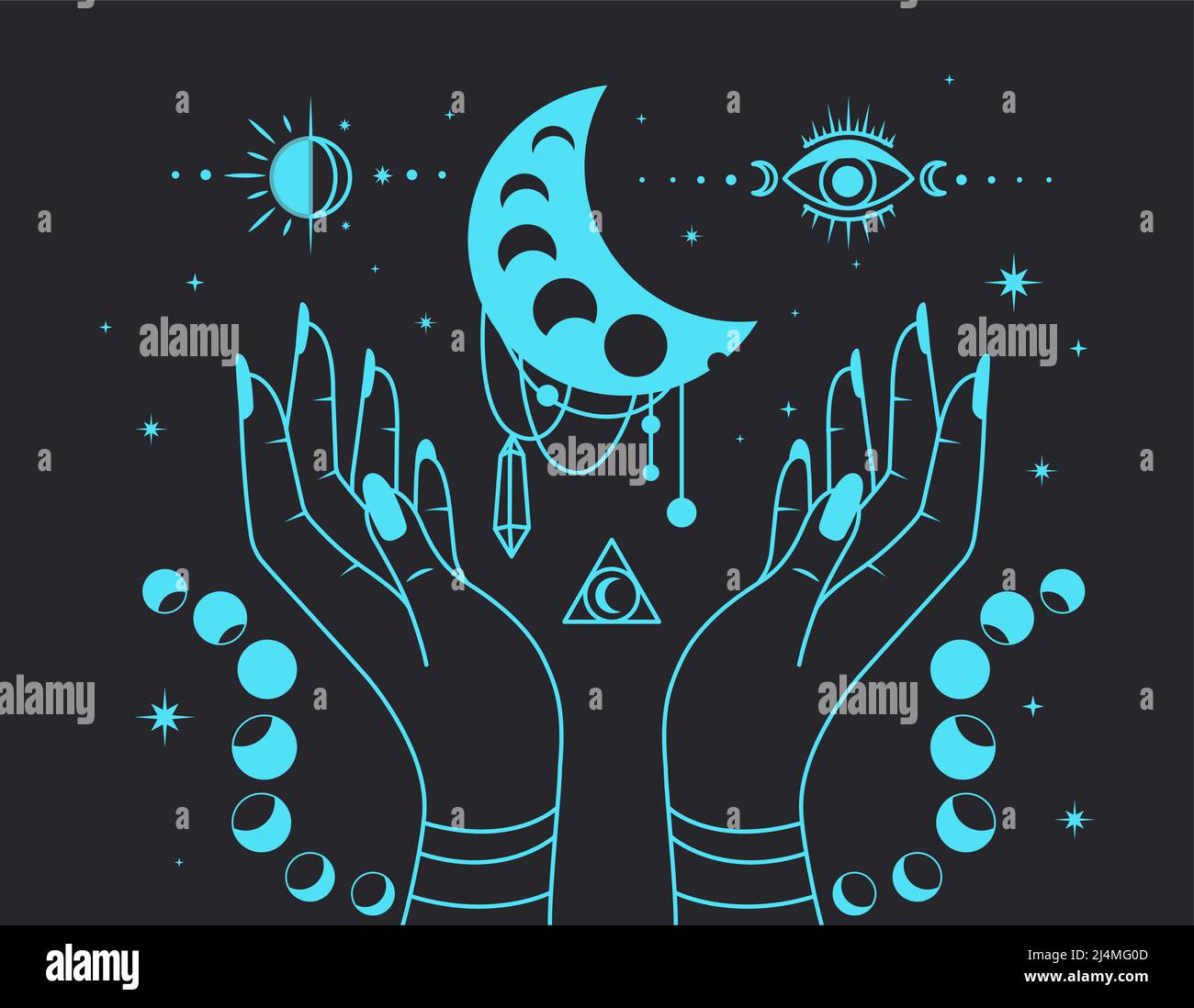 Esoteric, spiritual, wicca occult inspired concept Stock Vector