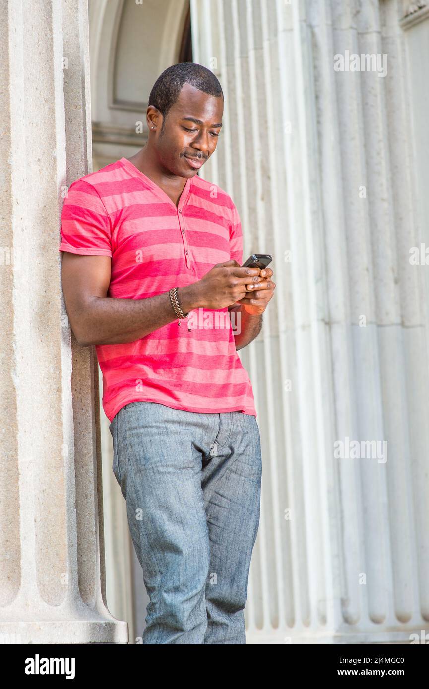 Dressing in red, pink stripe Henley V 