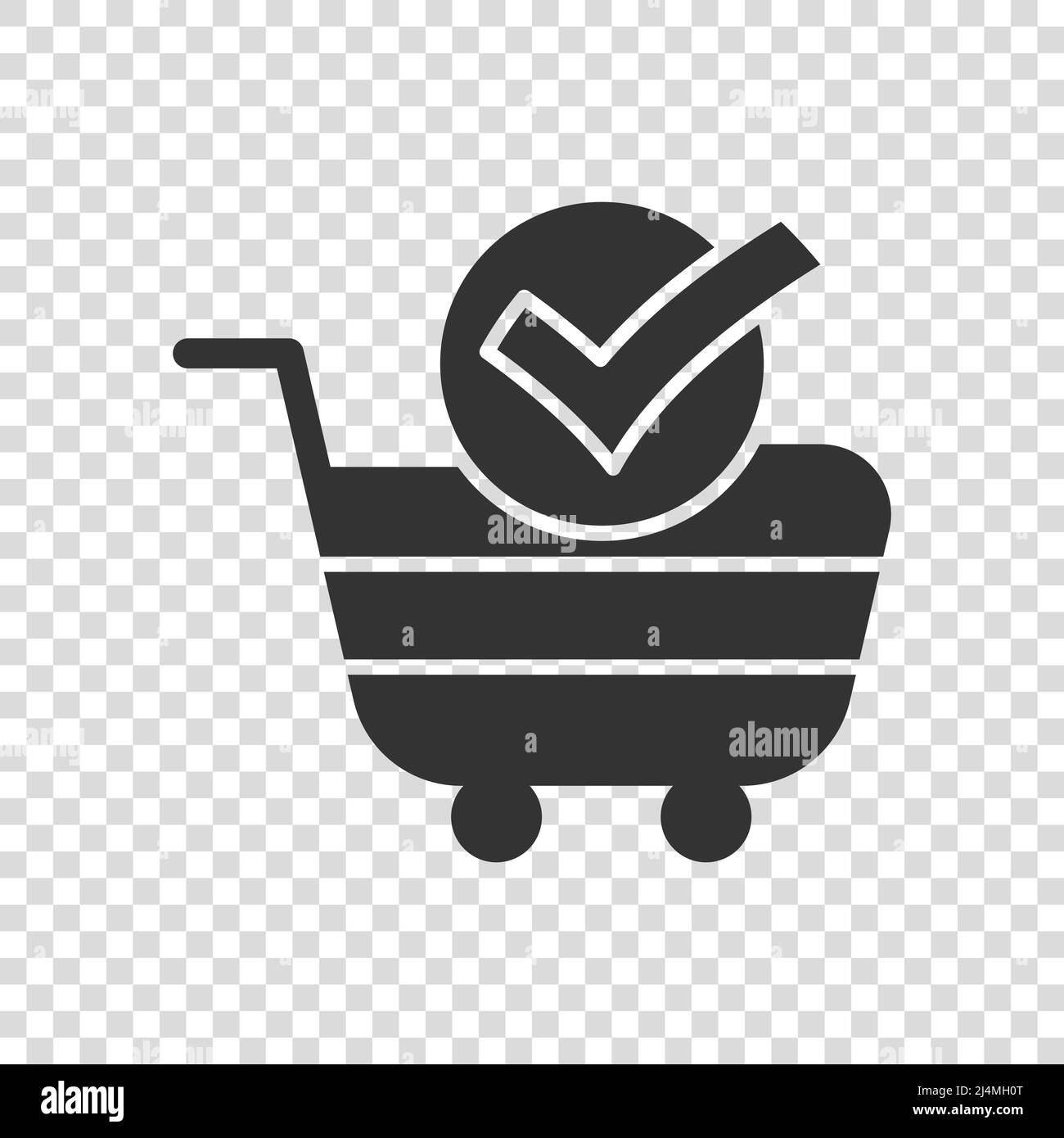 Shopping cart check mark icon in flat style. Buy approval vector ...