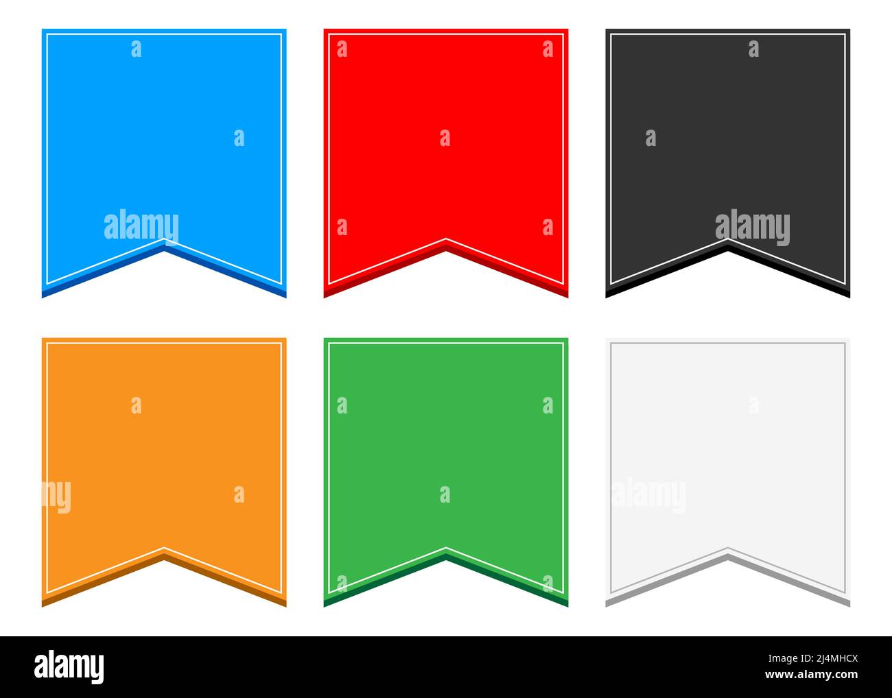 Vector set of flat style colorful ribbon banners, isolated on white ...