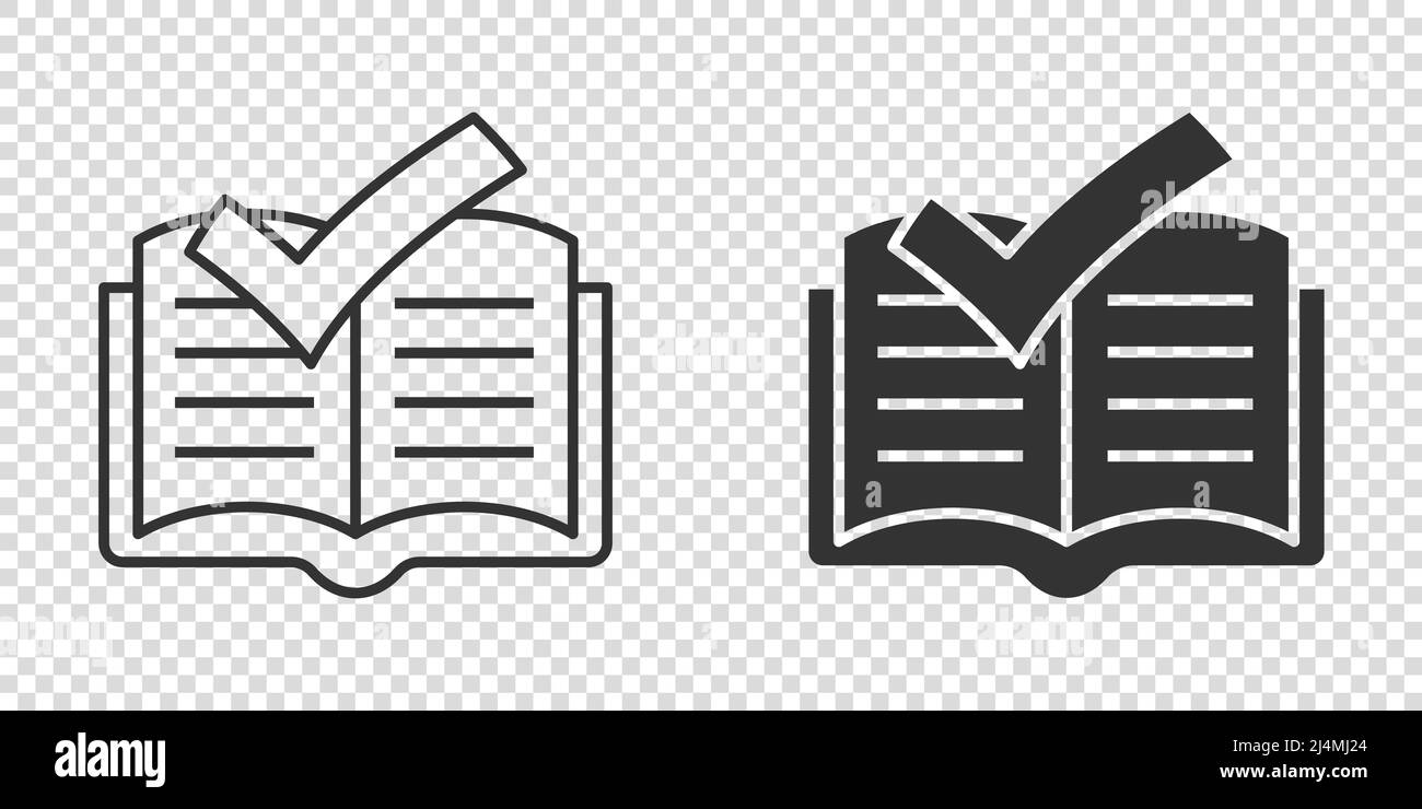 Book check mark icon in flat style. Bookmark approval vector ...