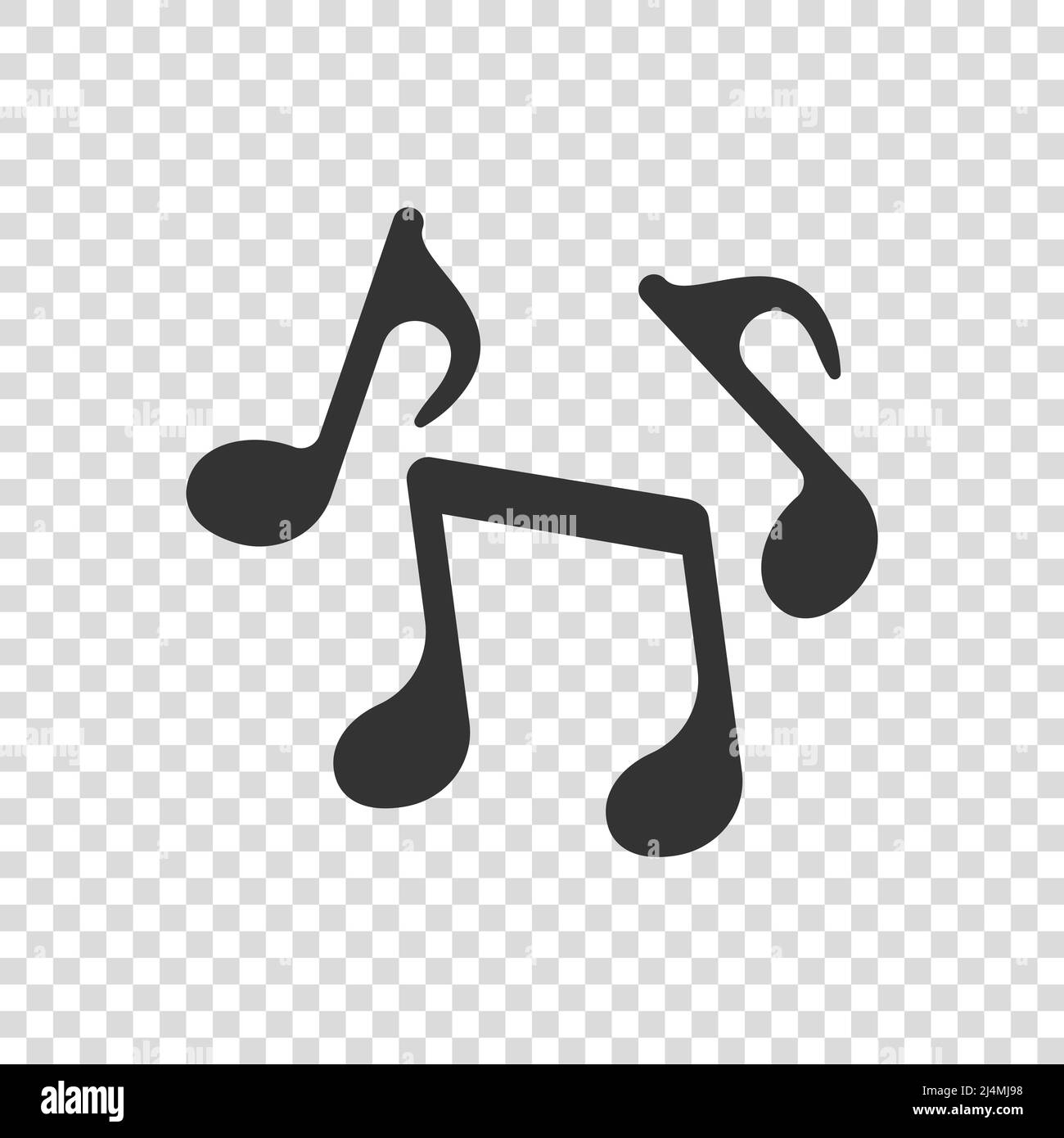 Music note icon in flat style. Song vector illustration on white isolated background. Musician sign business concept. Stock Vector