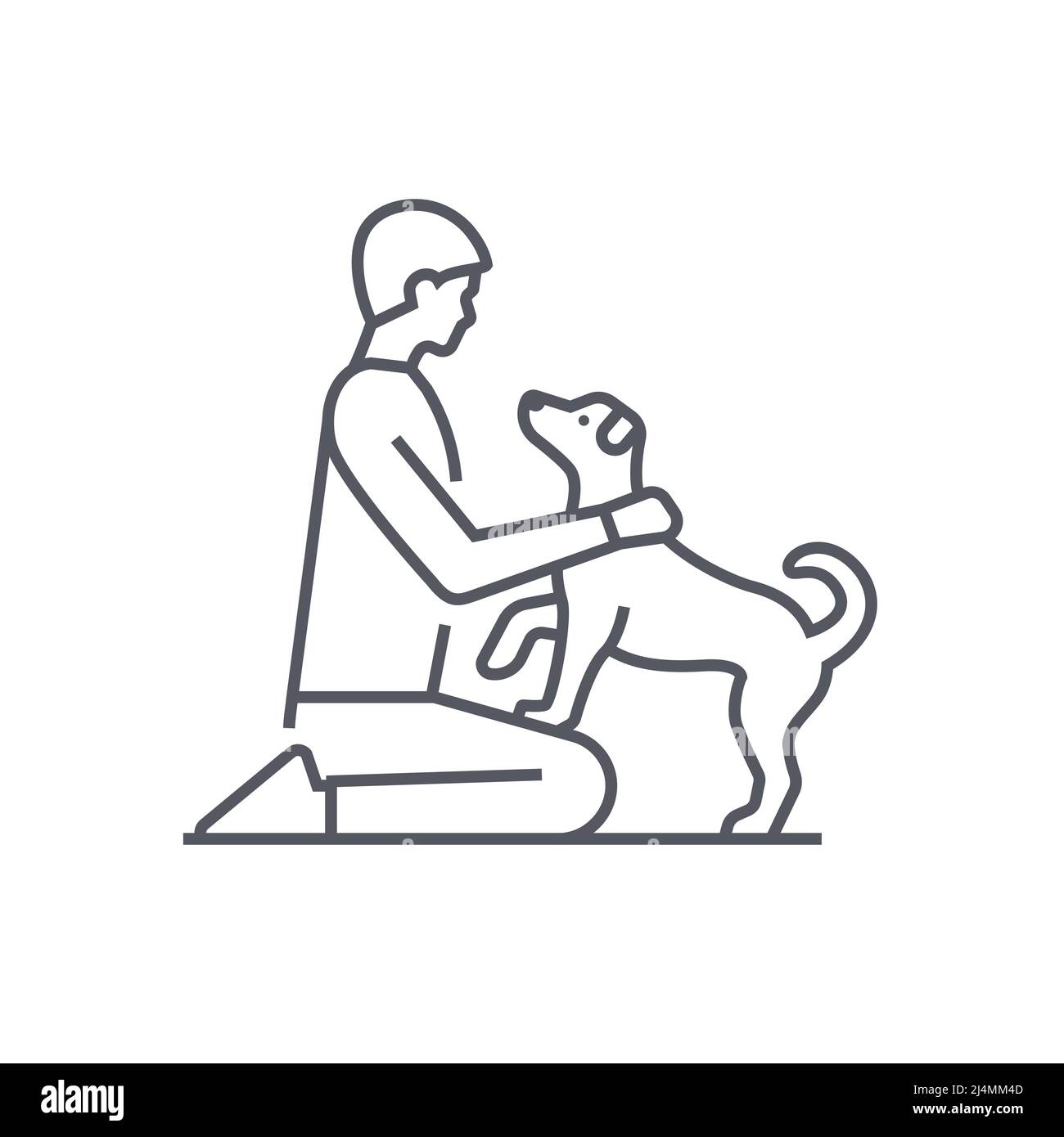 Owner and pet - modern black line design style icon Stock Vector Image ...