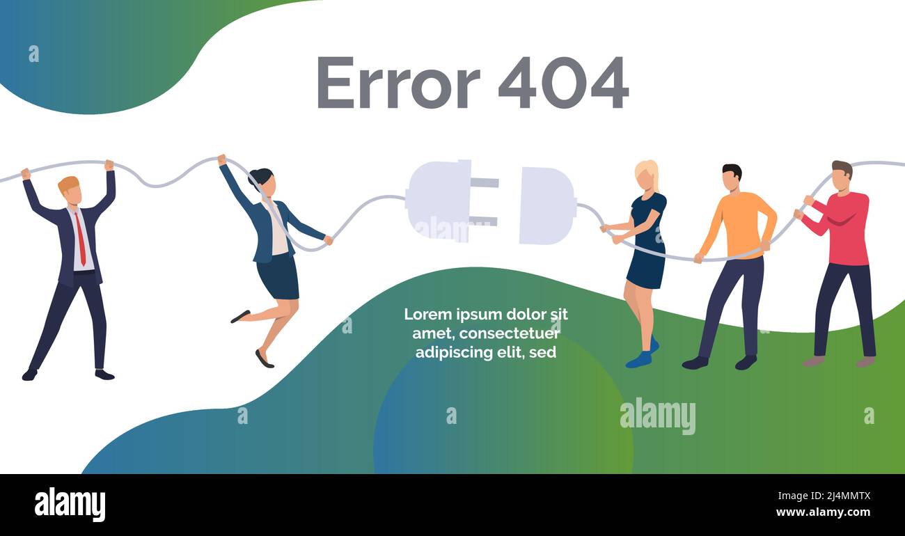 Error website design template. People unplugging socket. Disconnection concept. Vector illustration can be used for topics like Internet, modern techn Stock Vector