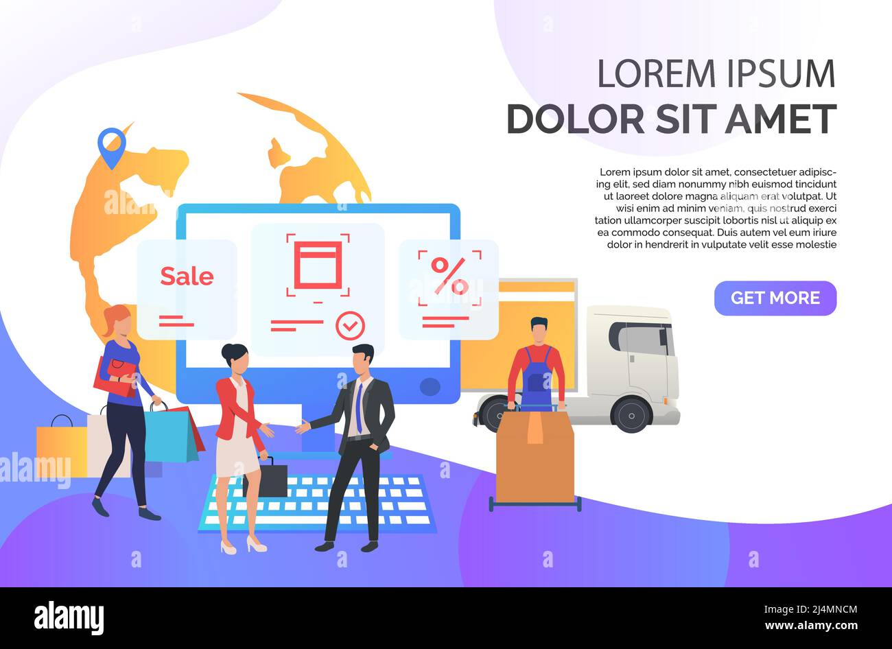 Sales agent working with customers in internet store. Sale, special offer, deal. Online shop concept. Vector illustration for presentation slide, post Stock Vector