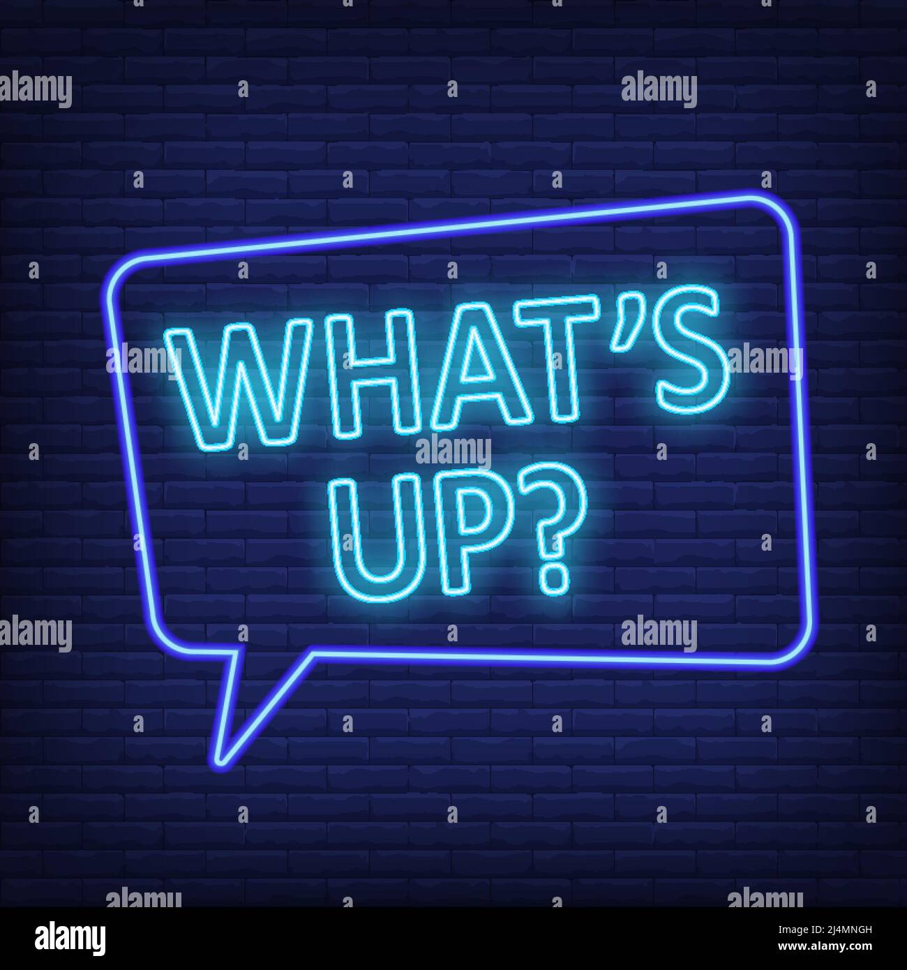 Whats up. Speech bubble with text. Media, mobile application, chat. Night bright advertisement. Vector illustration in neon style for message, communi Stock Vector