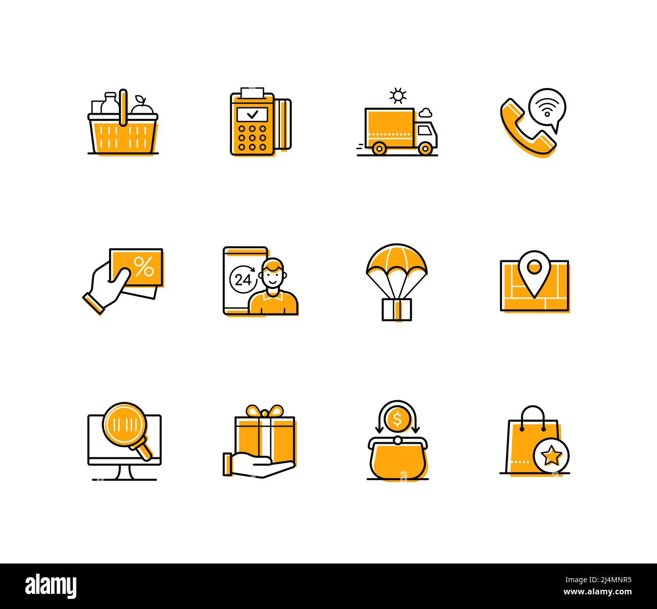 Shopping and delivery - modern line design style icons set Stock Vector ...