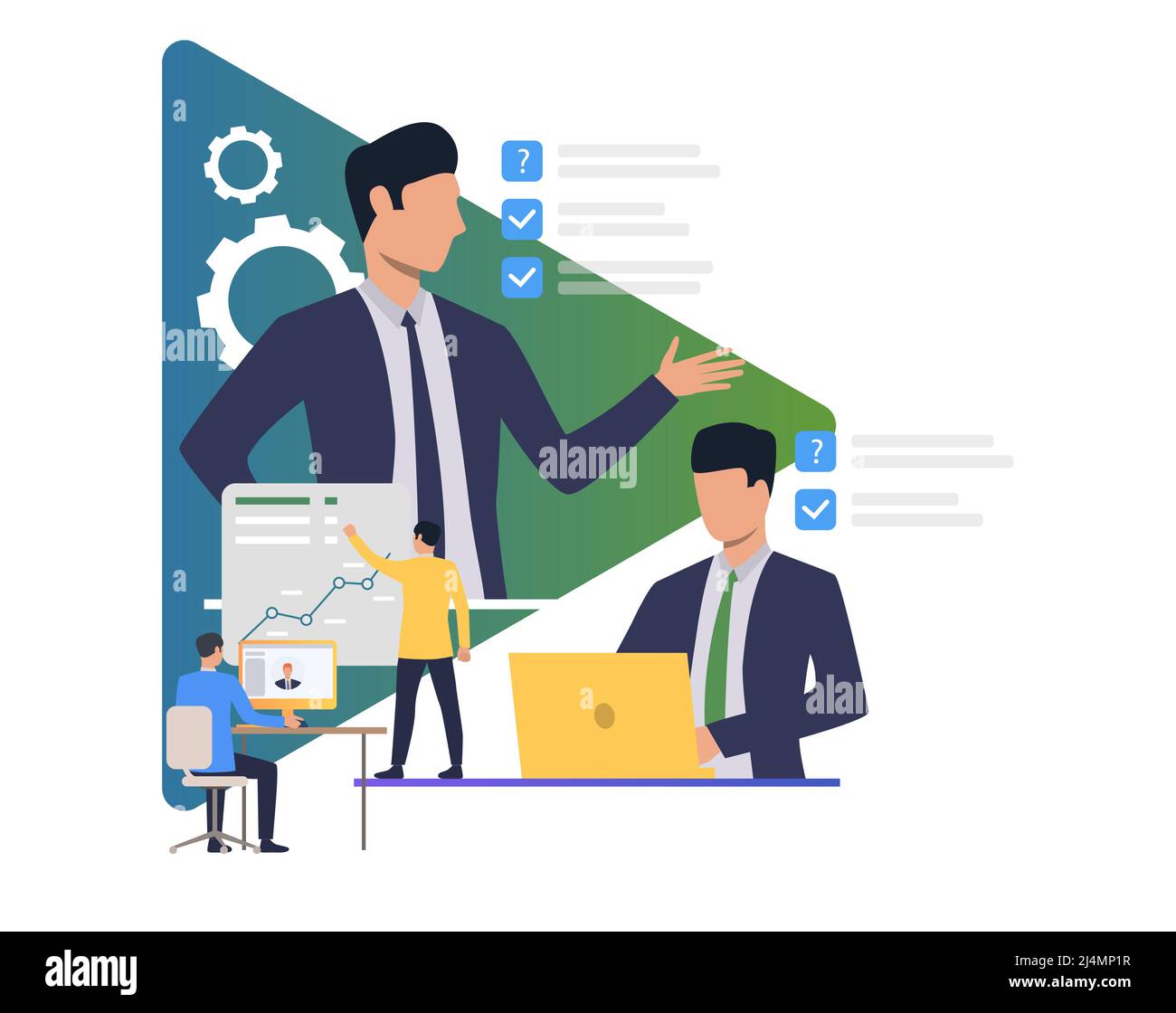 Coworkers planning and making objective. Boss, manager, online