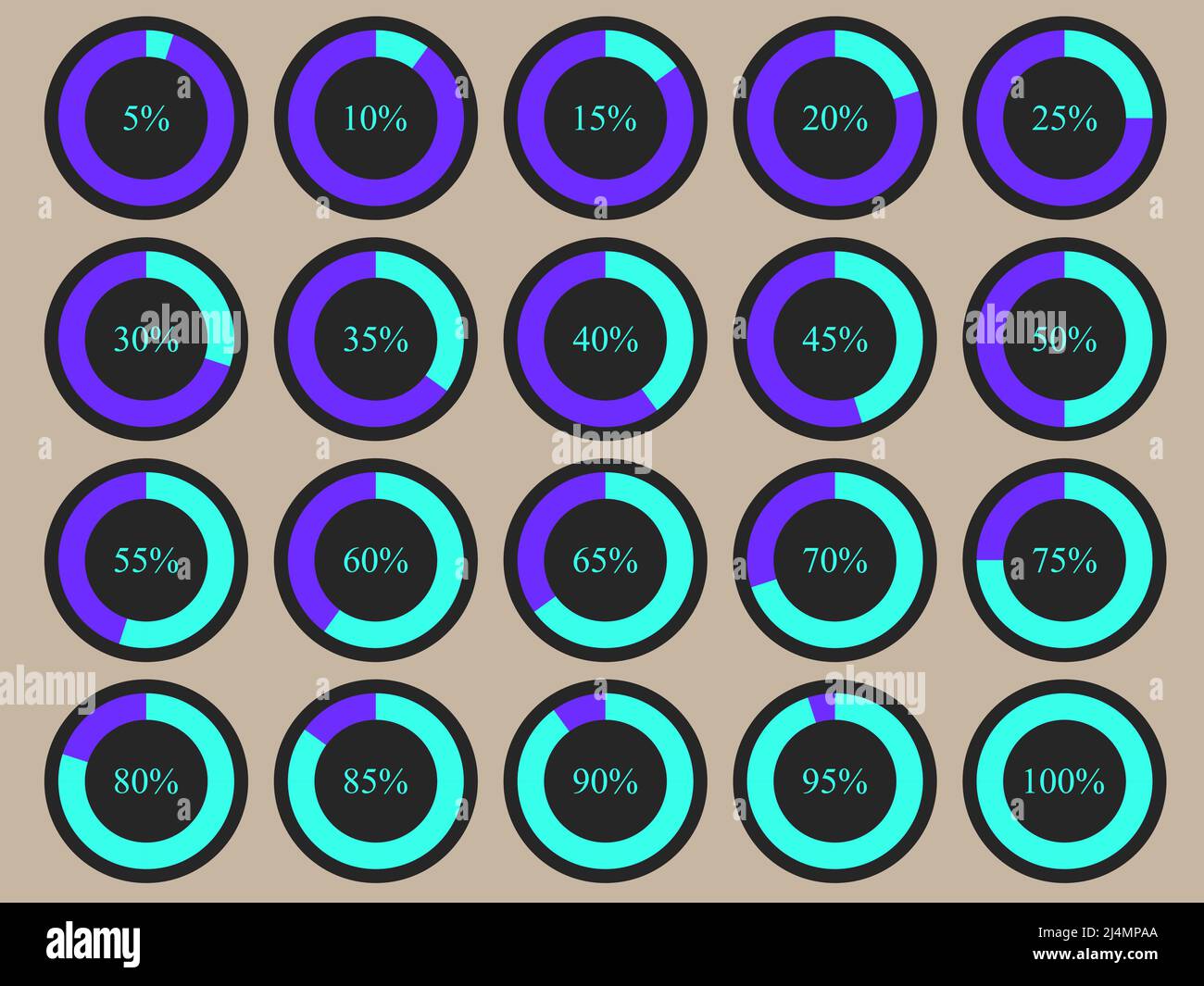 Progress report percentage loader icon set. 5-100 Counter Stock Vector ...