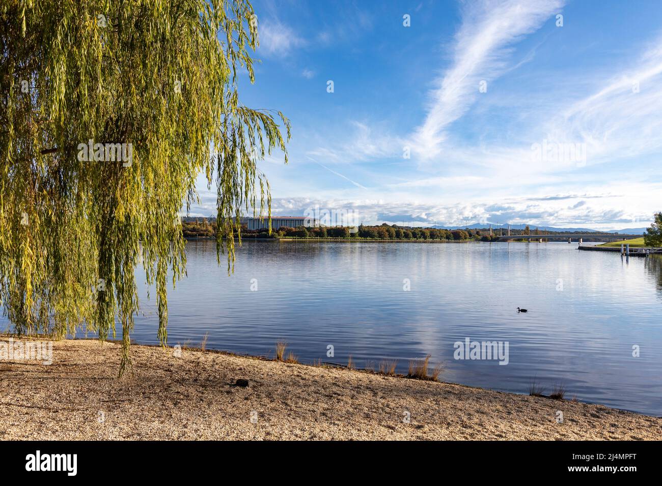 National Library building on the shore of Lake Burley Griffin,Canberra ...