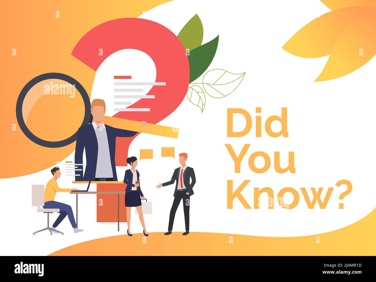 Programmer working with laptop while people talking vector illustration. Help information, reference data, faq. Search engine concept. Creative design Stock Vector