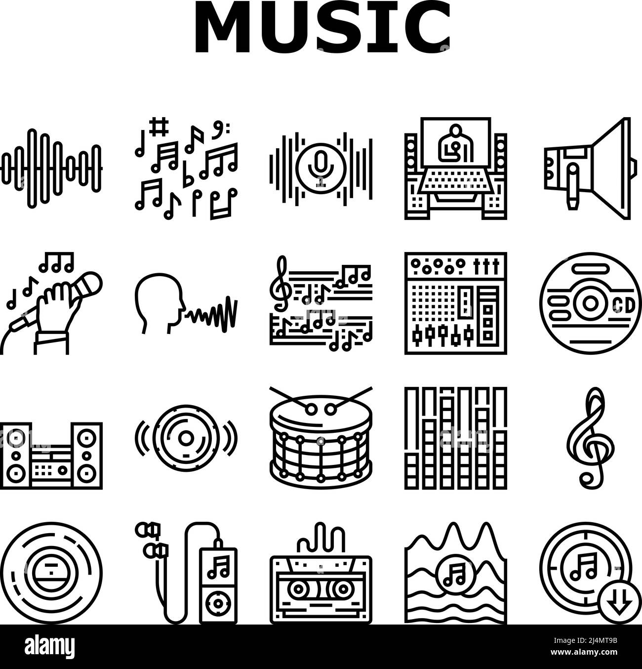 Music Record Studio Equipment Icons Set Vector Stock Vector Image & Art ...