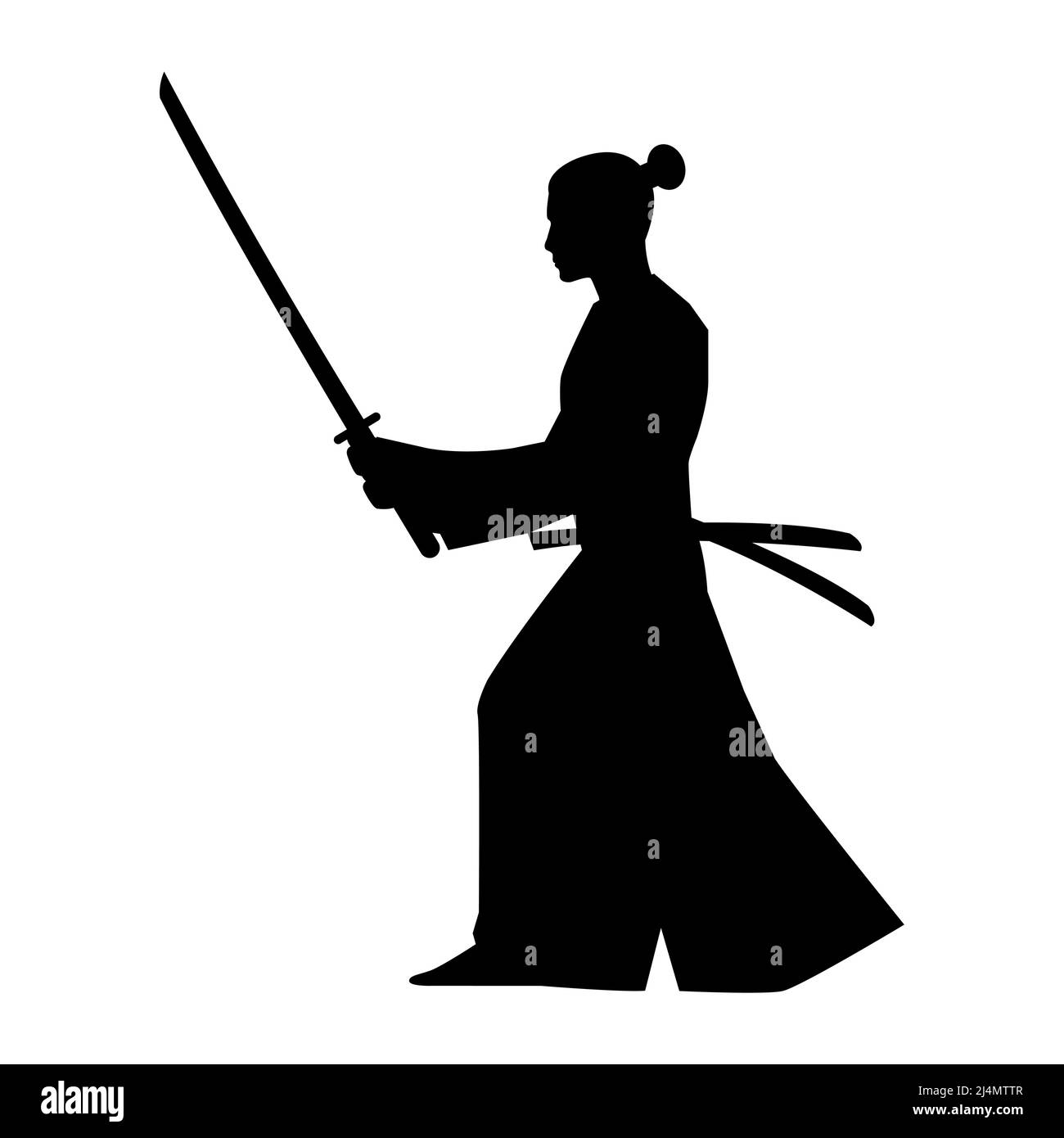 silhouette design of japanese warrior traning,vector illustration Stock Vector