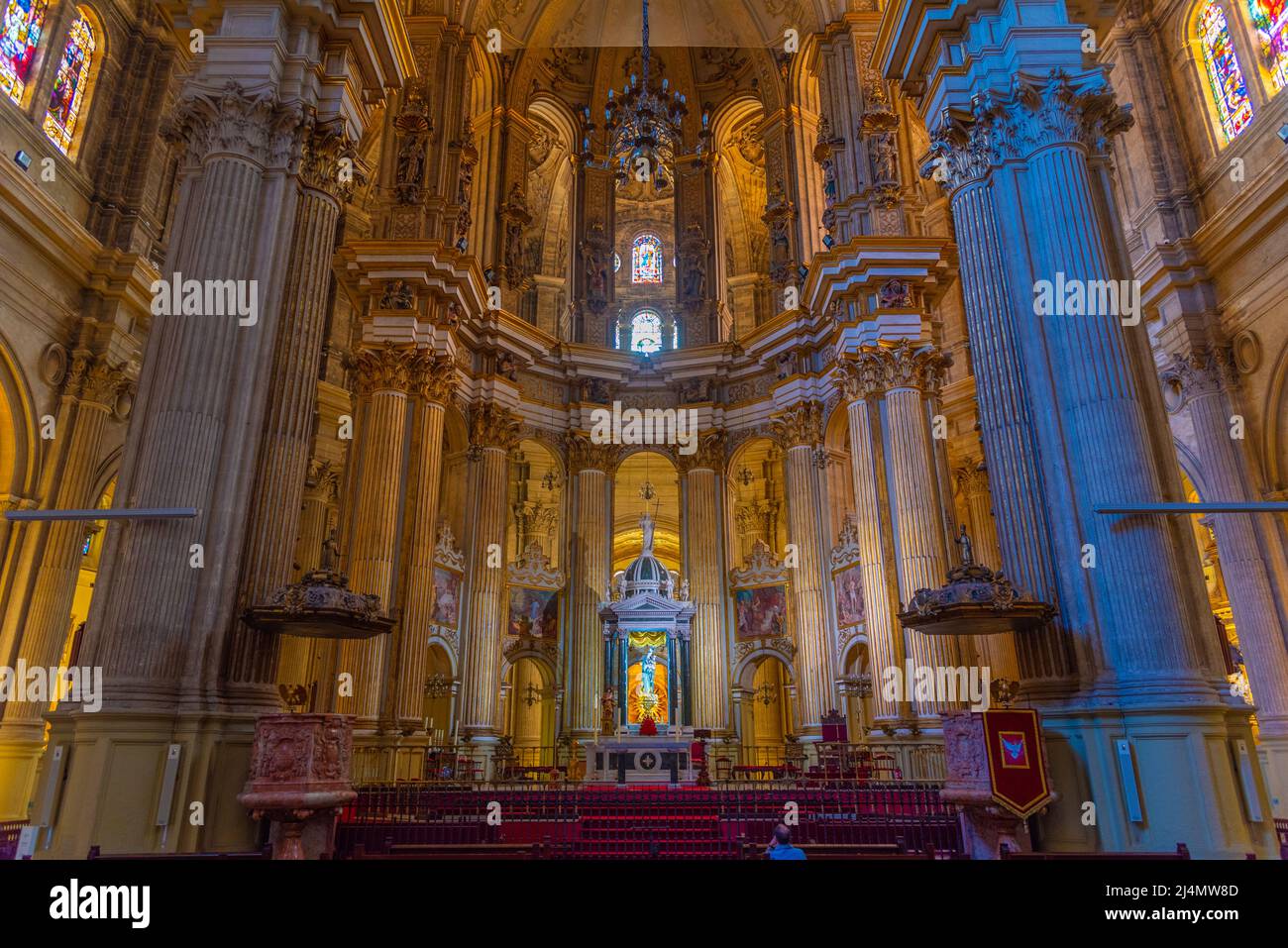 Malaga, Spain, May 24, 2021: Interior of the cathedral in Spanish town Malaga Stock Photo
